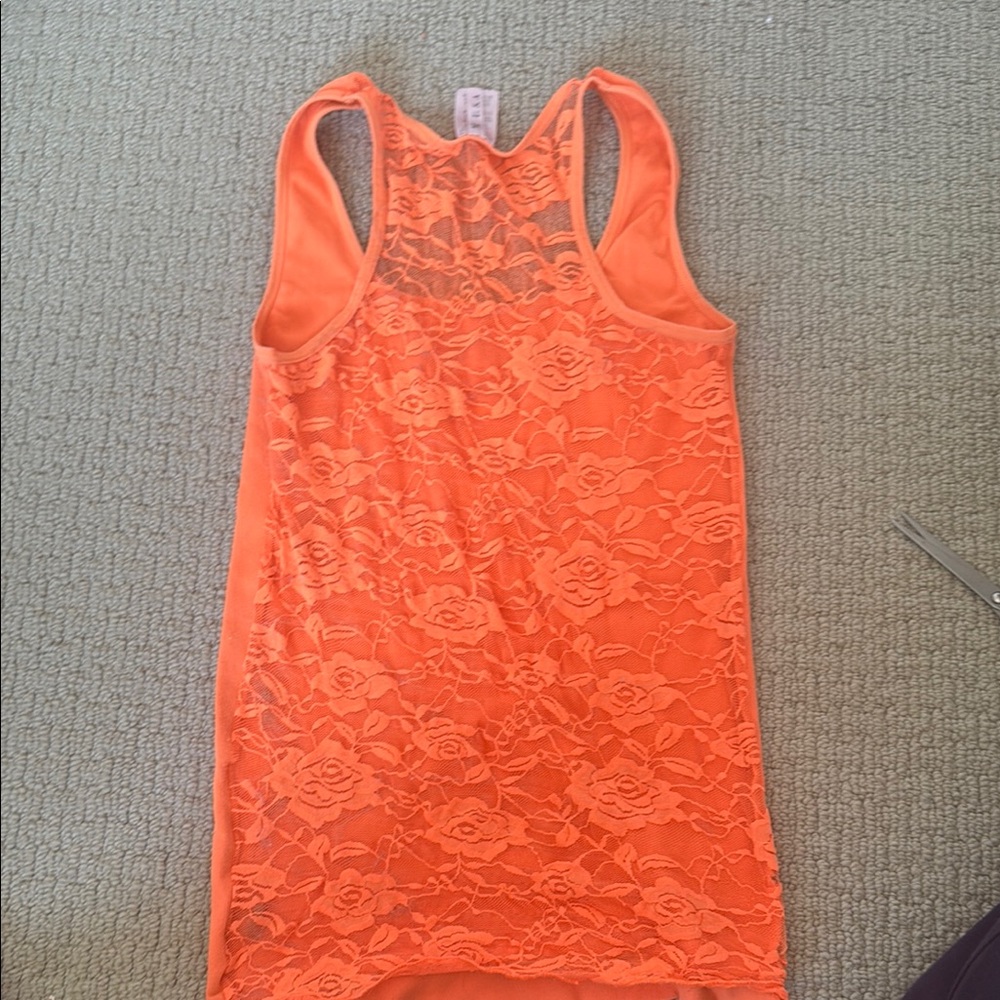 Orange Lace Tank Top